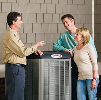 People talking near air conditioner